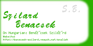 szilard benacsek business card